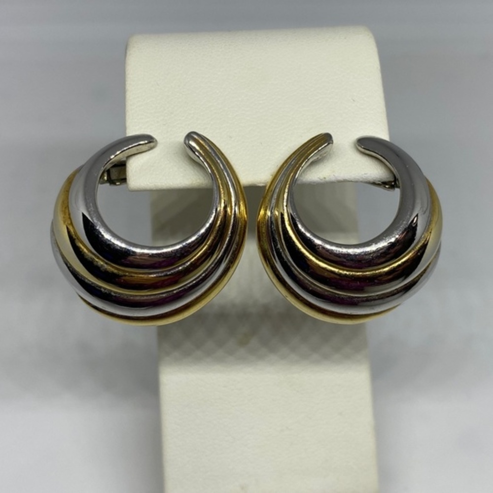 Vintage Silver/Gold Two-Tone Ram's Horn Earrings